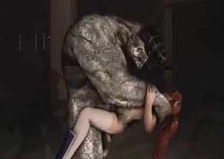 3D monster hardly impaled her hole